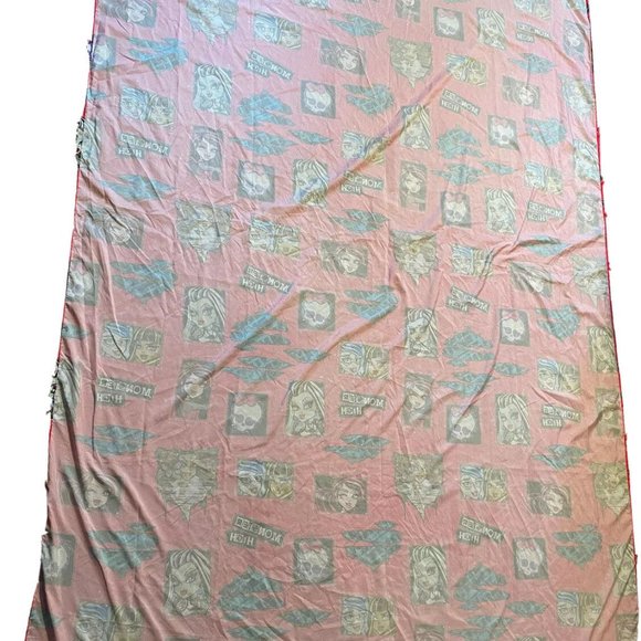 Pink MONSTER HIGH Twin Flat Bed Sheet - Pink With Assorted Colorful Graphics - Picture 6 of 9